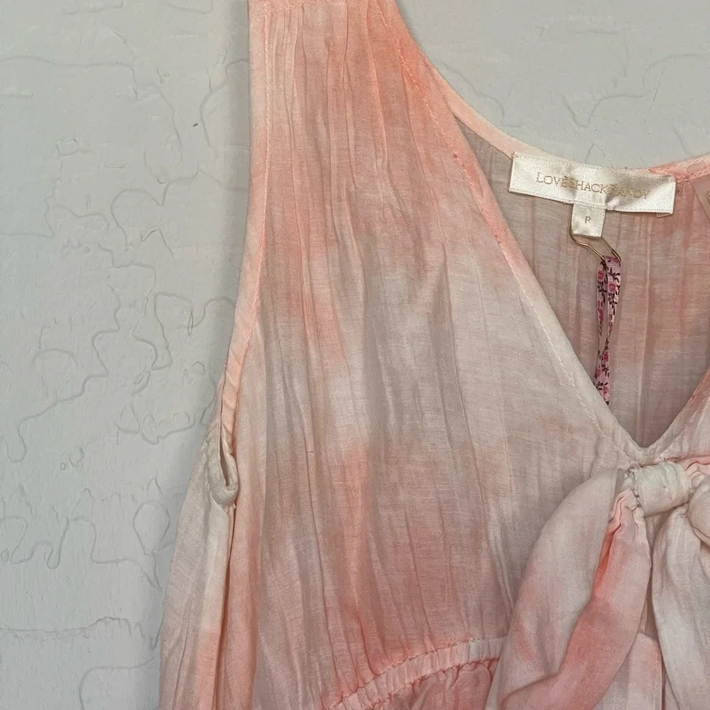LoveShackFancy Risley Dress in Peach Twist Hand Dye